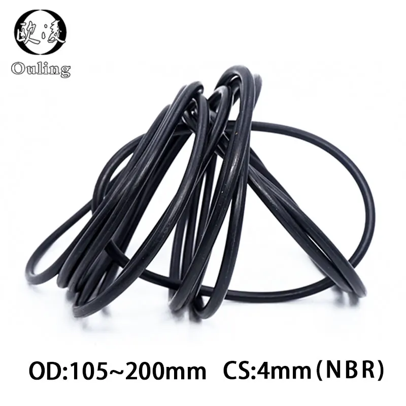Rubber O Rings Rubber Ring NBR Sealing O-Ring 4mm Thickness OD105/110/115/120/125/130/135/140/145/150/160/180/200mm Gasket Nitrile Washer