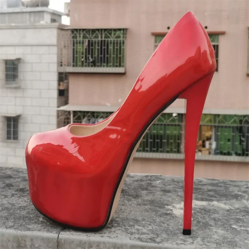 Crossdresser Red 19cm Ultra High Metal Thin Heels Cosplay Lace