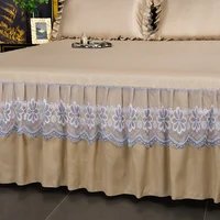 3Pcs/set Modern Royal Lace Bed Skirt Machine Breathable Washable Sheets Bed Skirt with Elastic Band for Queen King Size bedding 5