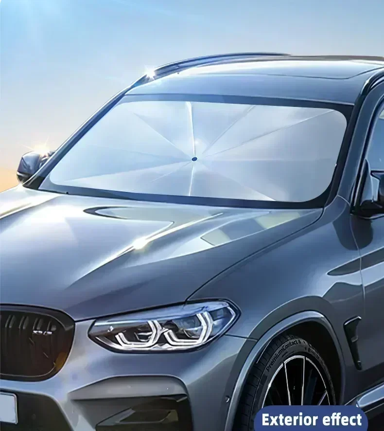 Auto-Sonnenschutzschirm für die Windschutzscheibe, silberbeschichtet, UV-beständig, faltbar, Auto-Sonnenschutz-Zubehör – Detail 7