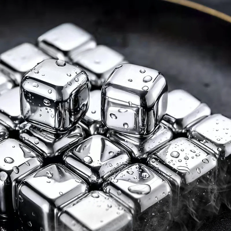 Reusable Stainless Steel Cooling Ice Cubes Set Drinks Cooler Stones for Beer Whisky Wine Metal Ice Cube Bar Accessories Tool ice cubes whiskey stones