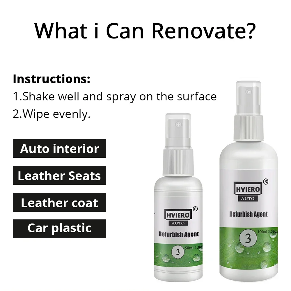 20/ml50ml/100ml Car Paint Care Cleaner Coating Interior Leather Clean Seat Plastic Maintenance Detergent Refurbisher Repair Tool