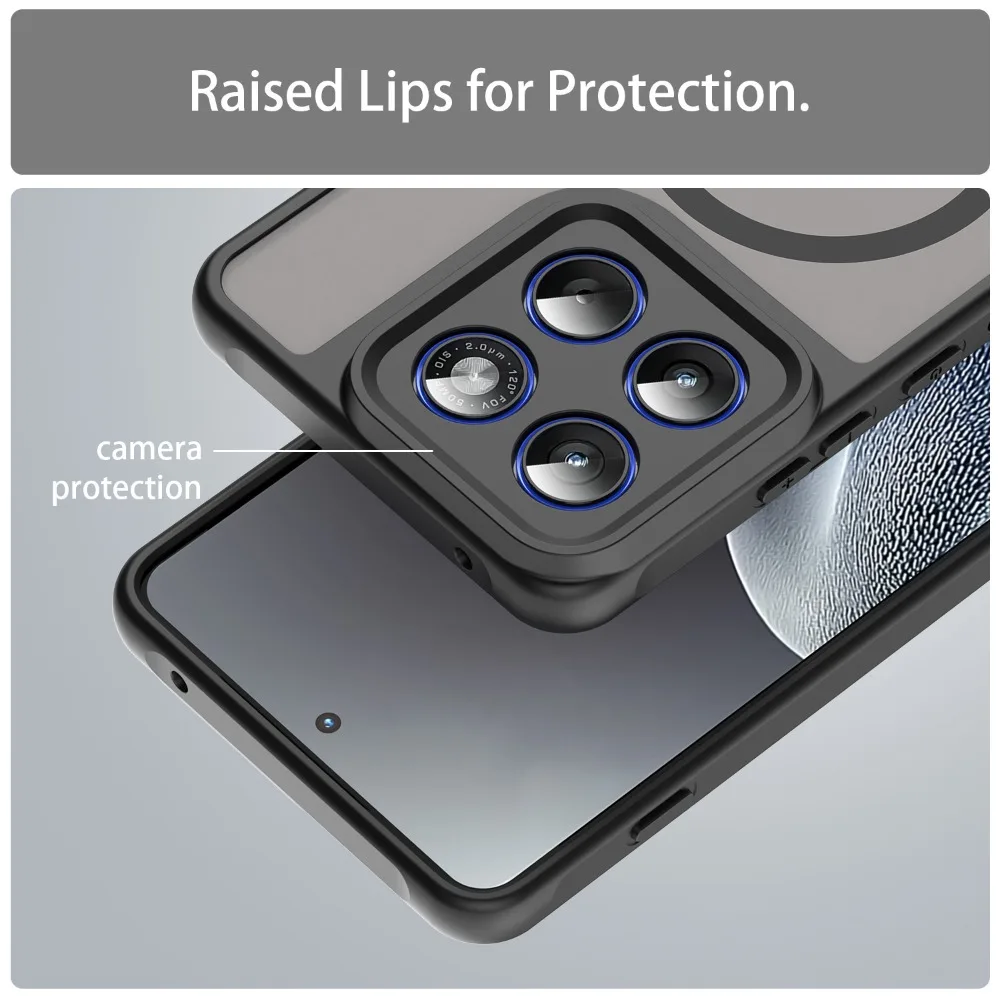 Sleek Matte Clear Magnetic Phone Case with Wireless Charging & Shockproof Protection