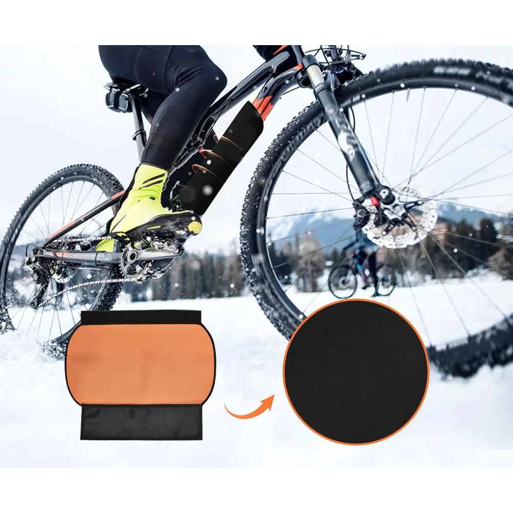 SPORTARC insulated neoprene weatherproof ebike battery cover sleeve in matte black  Thermal neoprene ebike battery protective cover installed on downtube frame