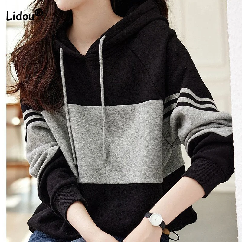 2023 Spring and Autumn New Hooded Panel Sweatshirts Women Korean Version Lazy Style Long Sleeve Pullover Casual Clothing Trend