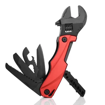 Pinza multifunzione per campeggio all'aperto, chiave regolabile multiuso, coltello pieghevole, sega, chiave EDC, strumento combinato.
