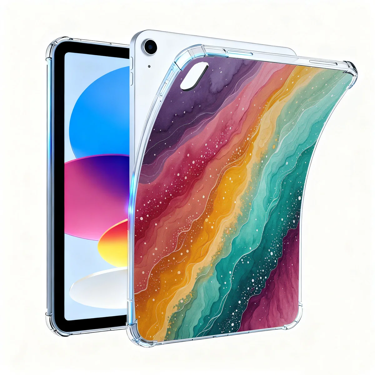 Vibrant Rainbow Tablet Case - Soft Clear Protective Cover