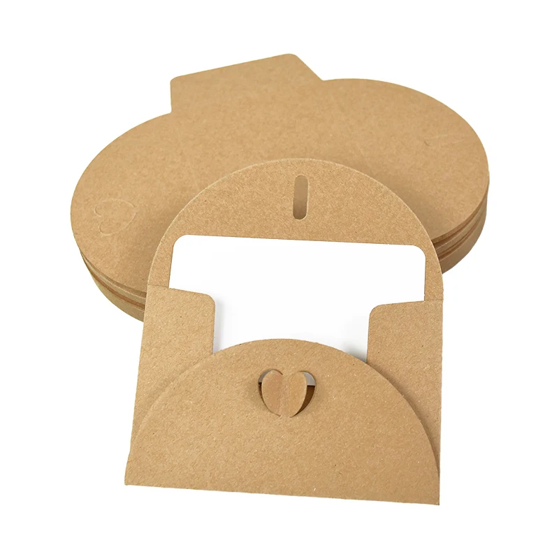 Kraft Paper Envelope 3D Love Button Invitation Greeting Card Valentine's Day Gift Letter Wedding Party Invitation Cards 10PCS