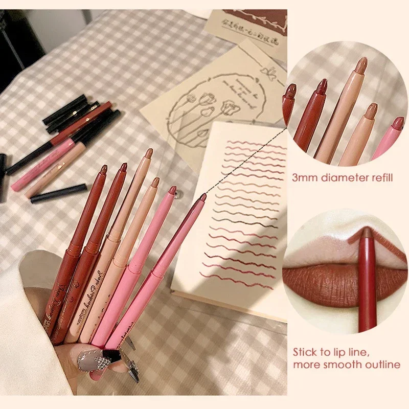 20 Colors Matte Lipstick Pen Nude Pink Matte Solid Lip Gloss Waterproof Long Lasting Lipstick Pencil Lip Liner Pen Lip Makeup 6
