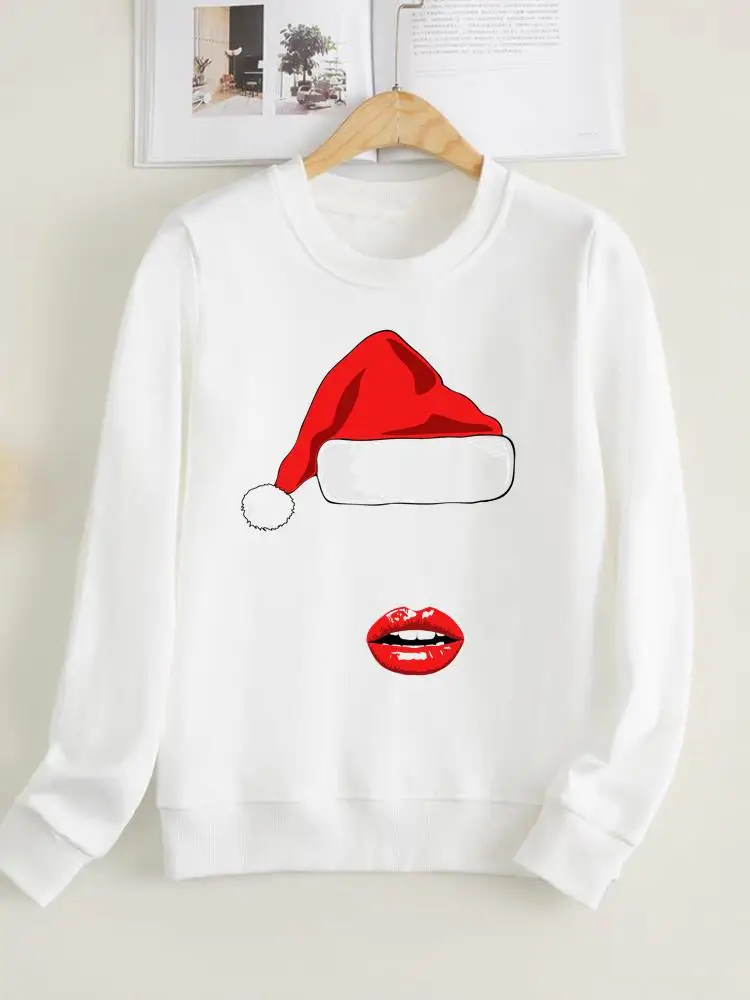 

Cartoon Face Trend 90s Spring Winter Pullovers Women Fleece Clothing New Year Fashion Christmas Print Female Graphic Sweatshirts
