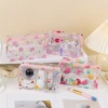 Women Girls Cute Transparent Clear PVC Watermelon Strawberry Fruits Lips Full Printed Summer Cosmetic Makeup Bag Cosmetic Zipper 1