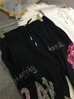 XL-4XL Plus Size 150kg Women's Pants Rhinestone Flower Big Size Sweatpants Casual Streetwear High Waisted Baggy Pants Woman - Image 2