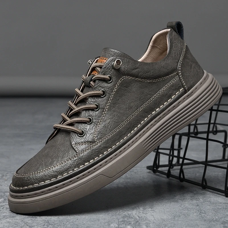 Mens Shoes Summer Genuine Leather Oxford Shoes Breathable Outdoor Sneakers Handmade Leather Casual Walking Shoes