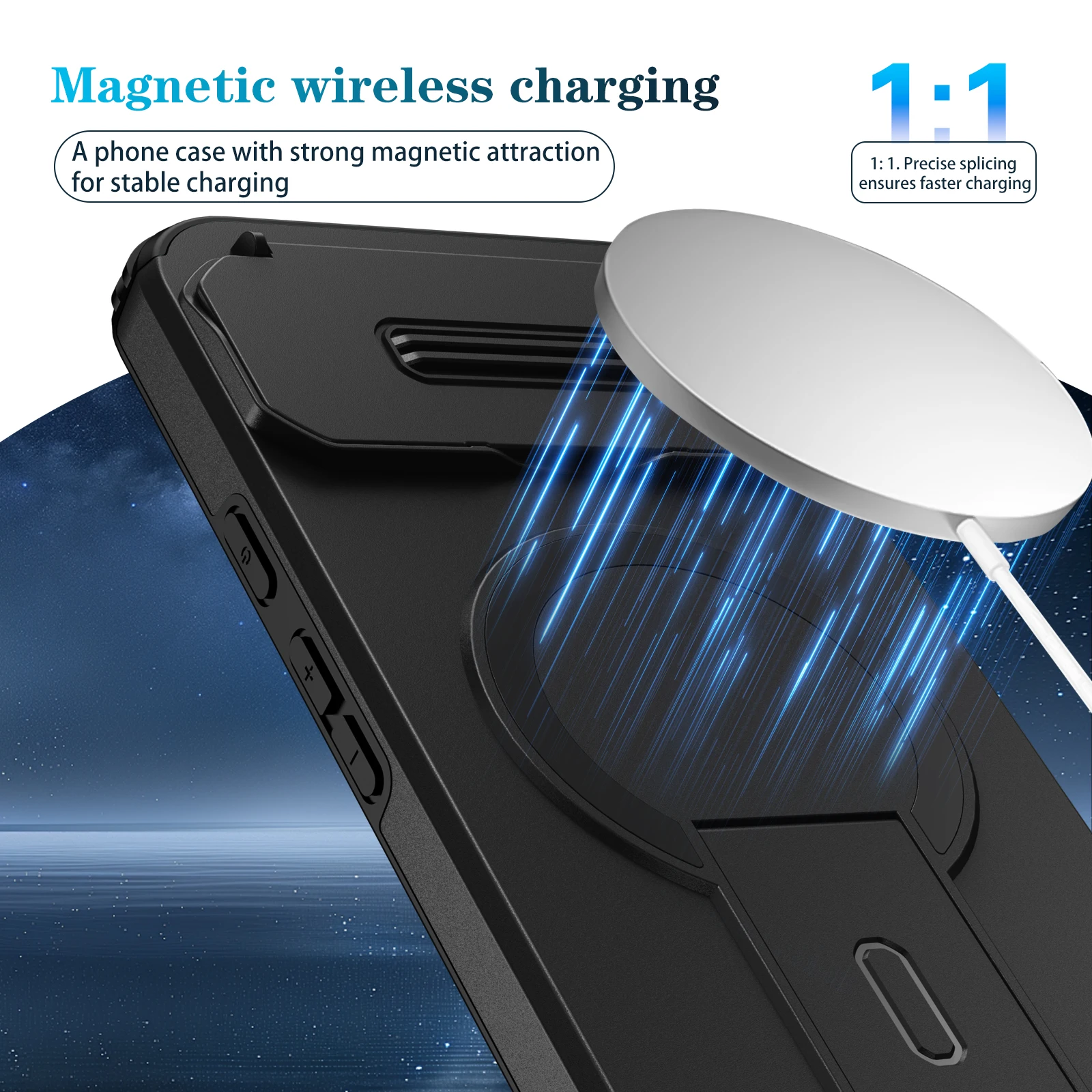 Rugged Armor Magnetic Charge Stand Case with Slide Camera Cover