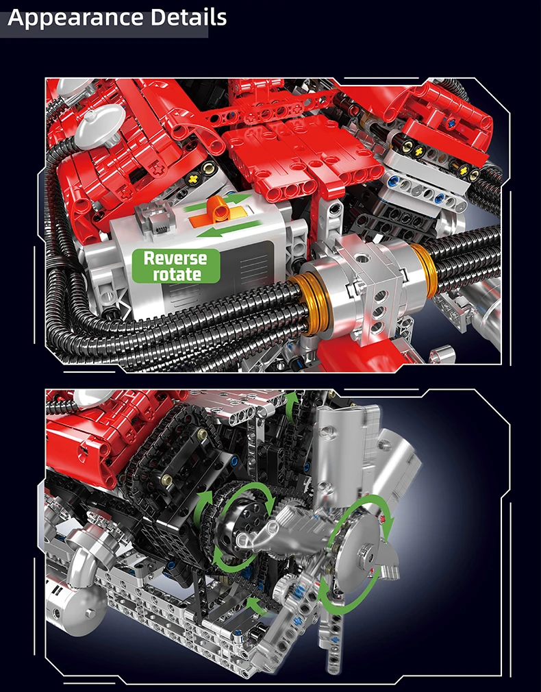 Mould King 10169 Technisches Auto-Motorspielzeug Der Motorisierte V12-Motor Baustein-Set Auto-Motor-Bausatz Kinder-Weihnachtsgeschenk – Detail 3