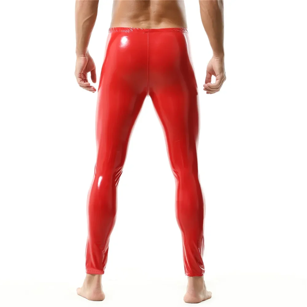 Men's Leggings Patent Leather Tight Pants Slim PVC Skinny Long Trousers Nightclub Dance Stage Male Party Clubwear