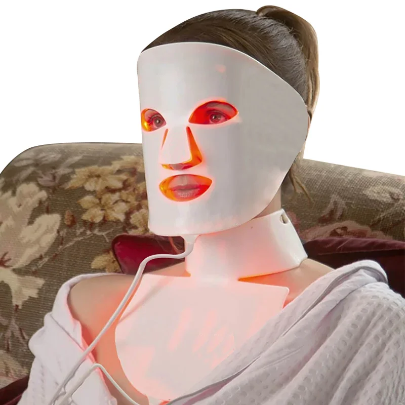 Silicone Led Facial Mask 7 Colors Light Phototherapy Skin Rejuvenation Anti Acne Whitening