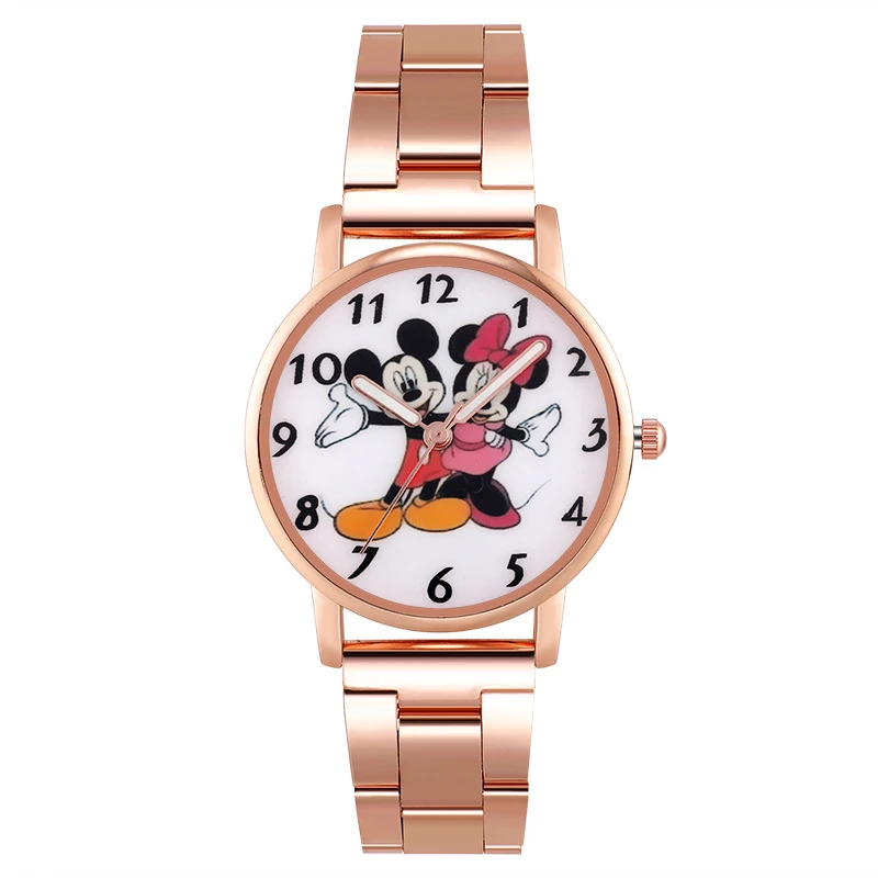 Mickey Minnie Cartoon Kids Watches Stainless Steel Quartz Watch for Kids Women Boy Girl Wrist Watch Children Clock Birthday Gift