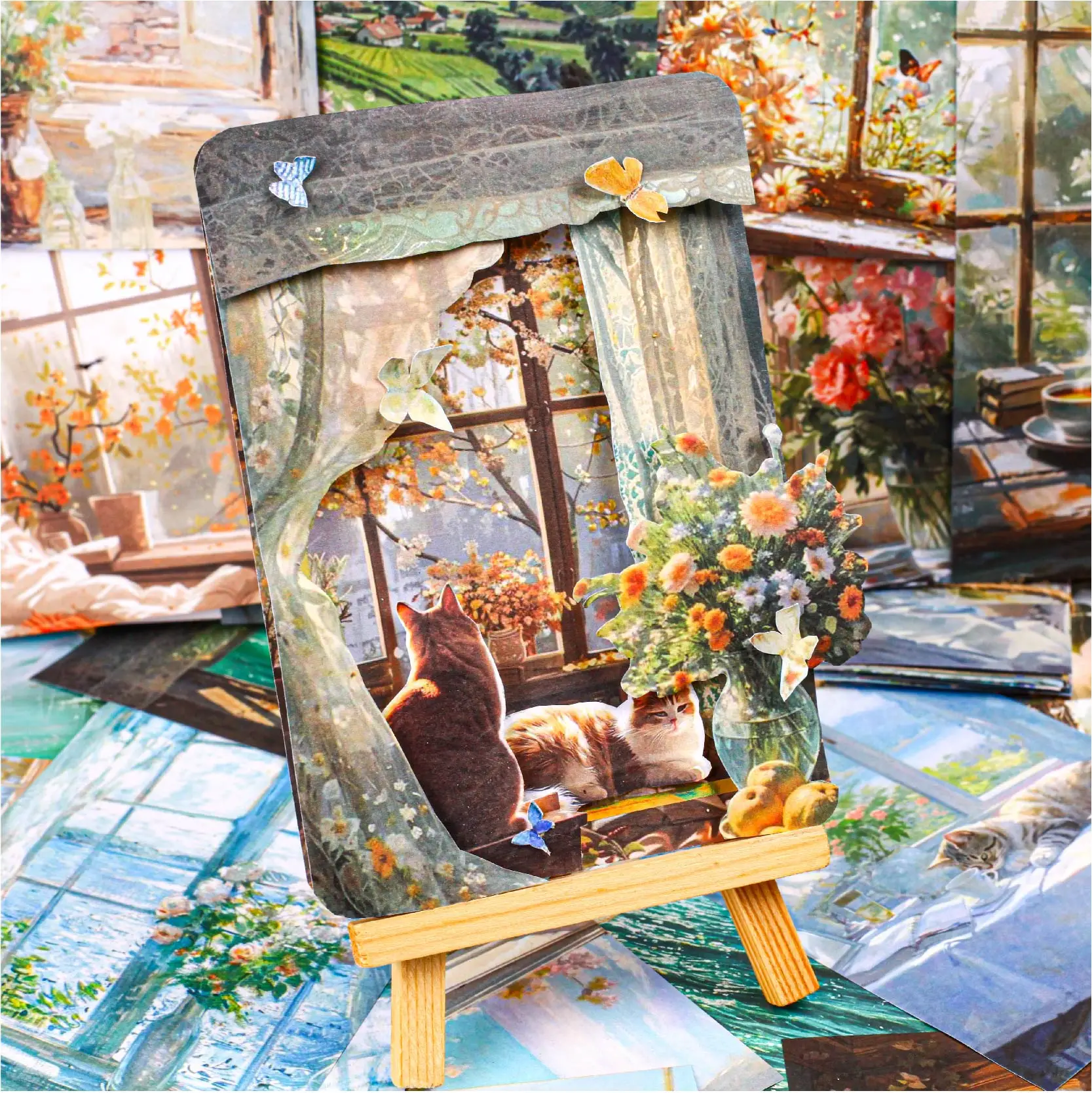 6 style 30pcs Window Scenery Series Material Paper DIY Handmade Materials Scrapbook Diary Message Background Wall Decoration 3