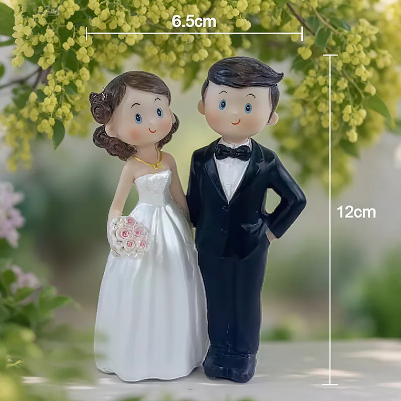 Figurines De Décoration De Gâteau De Mariage De Mariée Et De Marié De Style Mignon, Décoration De Gâteau De Fiançailles/mariage, Figurines De Décoration De Voiture De Style Mixte
