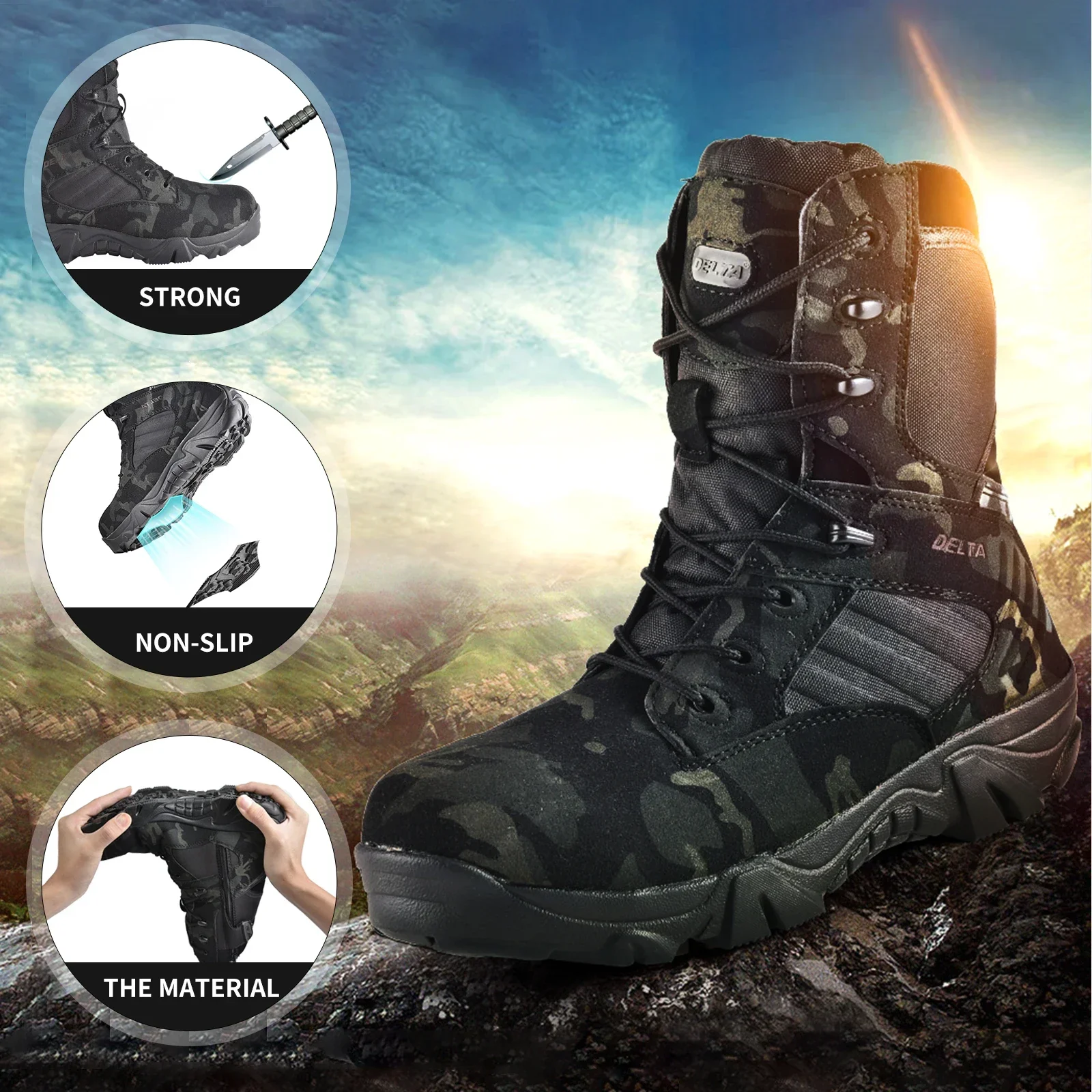 Men's Boots Men's Boot Combat Mens Ankle Boot Tactical Big Size 36-48 Male Shoes Work Safety Shoes Motocycle Boots