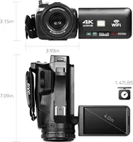 UHD 4k Video Camera Camcorder with 18X Digital Zoom,64MP Digital Camera Recorder,4.0-inch Rotating Touchscreen,64GB SD Card,Micr - Image 2