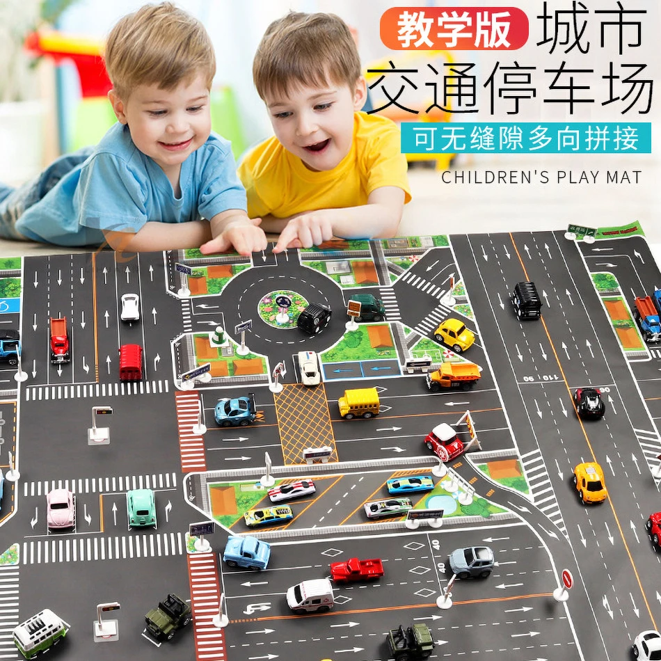 Game Mat for Kids Cartoons Traffic Road Carpet Boys Toy Girls Toys  Floor Puzzle Mats Baby Crawling Children Playing Bauble