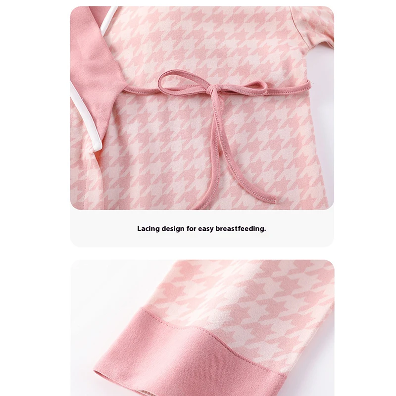Postpartum Clothing with Chest Cushion Autumn Postpartum Women Pajamas Maternity Ladies Breastfeeding Clothes Pregnancy Homewear - 6
