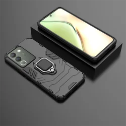 Enhanced Phone Case with Finger Ring Stand Holder and Protective Bumper for Plastic (Dark Black)