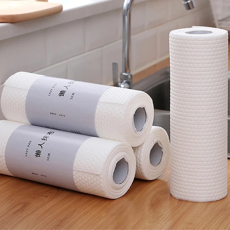 New 1 Roll Rag Kitchen Supplies Dishcloth Towel Non-stick Oil Disposable Household Paper 1 Roll Equals 25PCS (25 * 25cm)