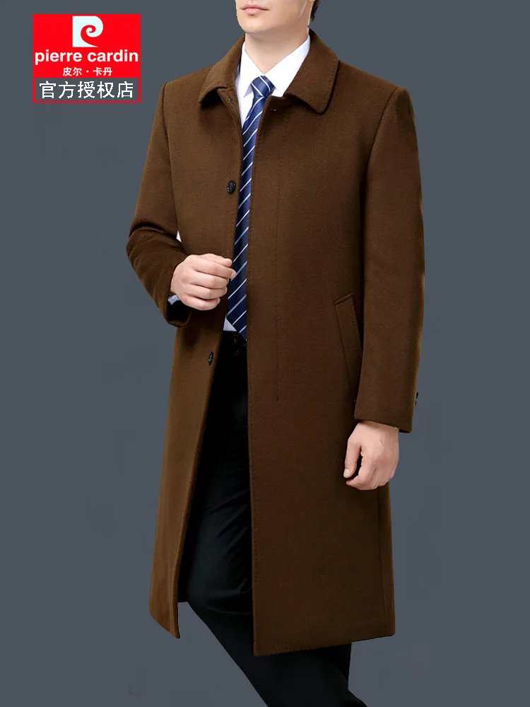 100% Cashmere Jacket Men Casual Business Men's Winter Coats Polo Collar Single Breasted Windbreaker Coat Casaco Masculino 3