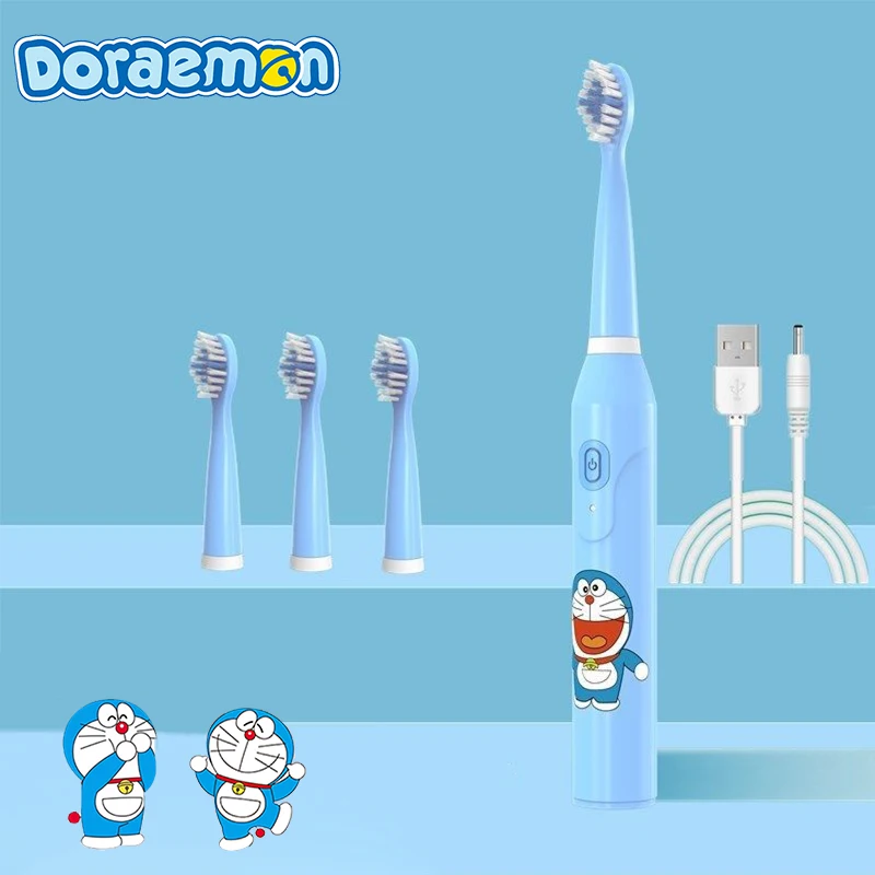 Детская электрическая зубная щетка Doraemon Jingle с мультяшным рисунком сменная