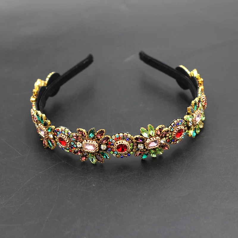 Fashion Temperament Personality Flower Metal Rose Inlaid Rhinestones Wild Ladies Party Headband Bridal Hair Accessories 854 hair accessory hair headdress bridal headwear jewelry accessories