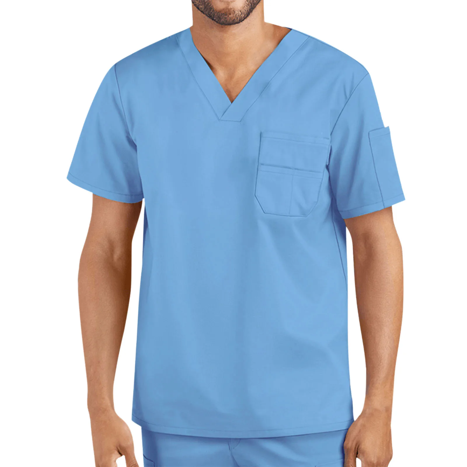 Nurse Uniform Men Scrubs Blouse Short Sleeve Pockets Workers T Shirts Medical Nursing Uniform Accessories