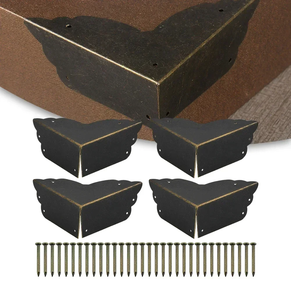 Furniture Corner Protector 4pcs Antique Wrapped Decorative Jewelry Chest Wine Gift Box Wooden Case Cover