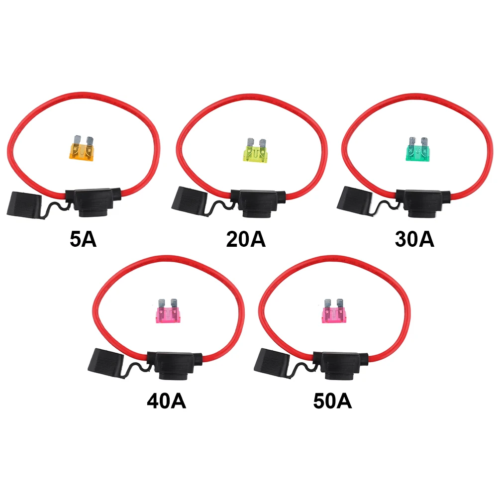 10 AWG Inline Fuse Holder with 5/20/30/40/50 A ATC Blade Fuses Waterproof Automotive Blade Fuse Holder for Car Truck Automotive