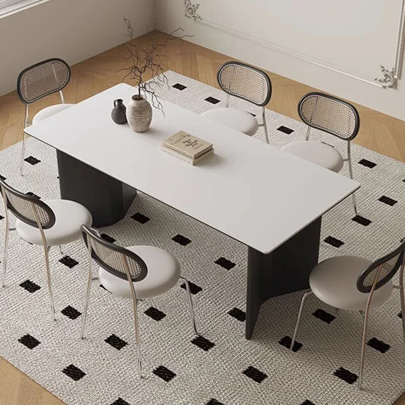 

Japanese Living Room Dining Table Luxury Rectangle Design Modern Dining Table White Minimalist Esstisch Kitchen Furniture