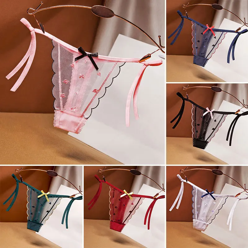 1 Pc Sexy G-string Thongs Women Panties Floral Sheer Underwear Soft Side  Tie Lingerie Briefs Lace Transparent Thong Panties - Panties - AliExpress