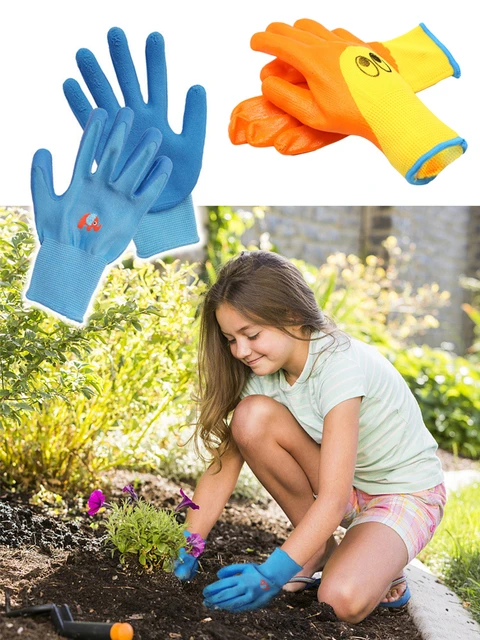 Guantes de jardinería para niños, manoplas protectoras con