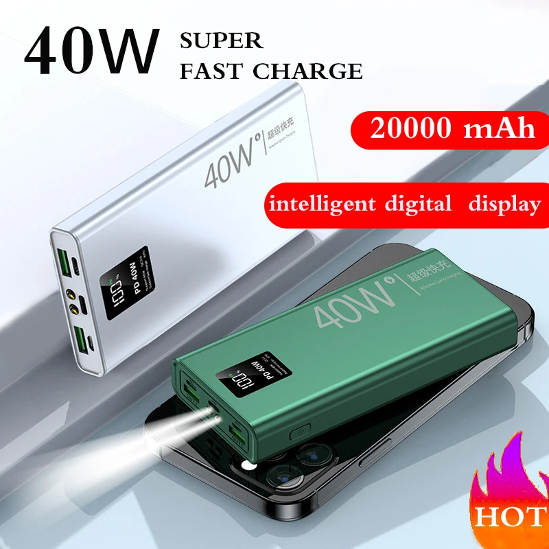 10000 mah 40w Super Fast Charging Large Capacity 20000 mAh Power Bank Two-way Fast Charging Digital Display External Battery QC3.0 best portable charger for iphone