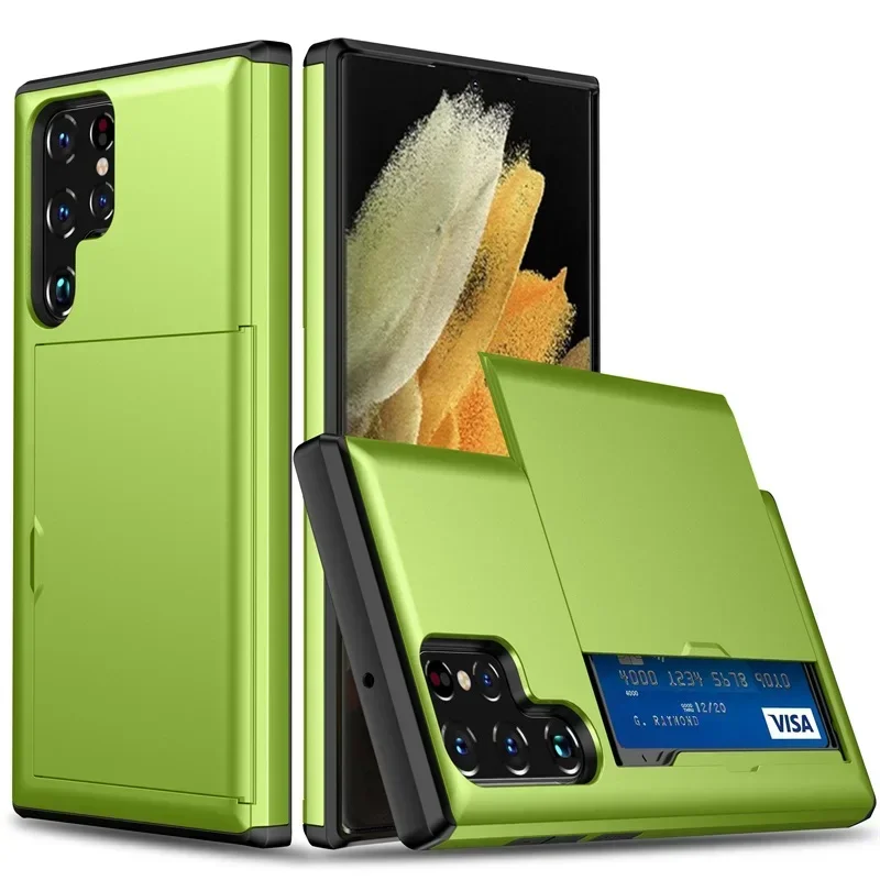 Sleek Slider Card Holder Phone Case - Durable Hard Shell Design