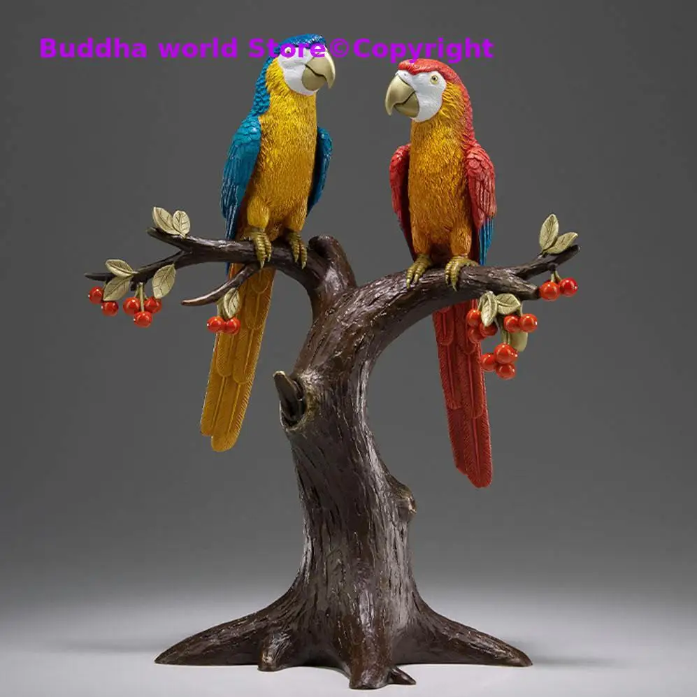 

GOOD christmas HOME OFFICE Manager Elite High grade Bronze carving Prosperous GOOD LUCK BIRDS parrots Mascot Decoration