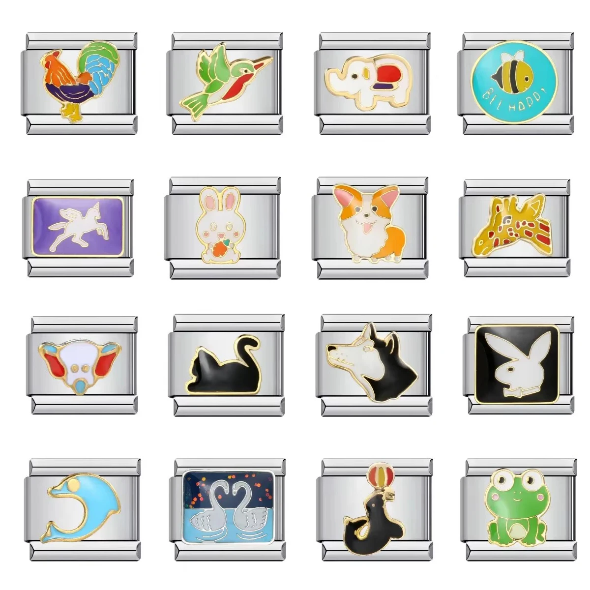 Cat-Rabbit-Whale-Dog-Seals-Drip-Oil-Italian-Charm-Links-Fit-9mm ...