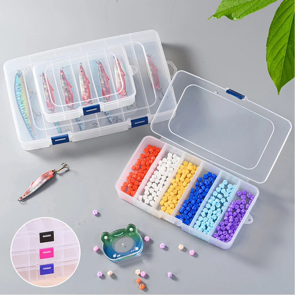 Acrylic Storage Box 5/6 Grids Compartment Plastic Storage Box Practical Toolbox Transparent PP Boxes Bead Jewelry Case Display Organizer Container
