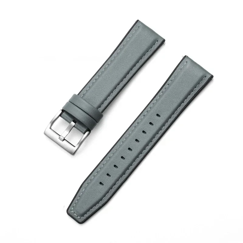 22mm Silicone Leather Hybrid Watchband Bracelet Strap