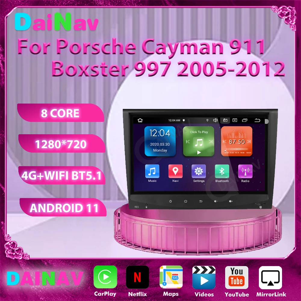 

Android 11 Car Radio For Porsche Cayman 911 Boxster 997 2005-2012 Stereo Multimedia Player Auto GPS Navigation Support BOSE