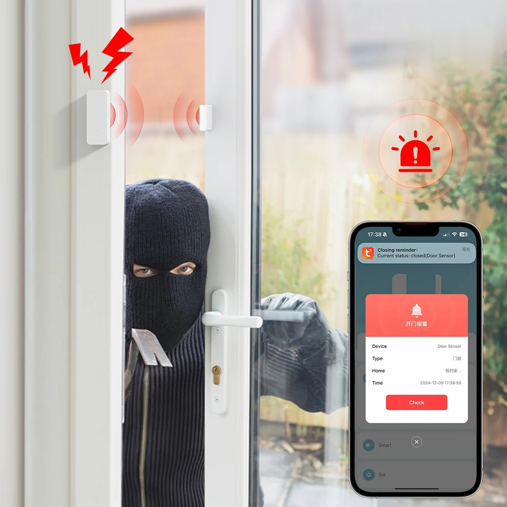 AVATTO Tuya WiFi Door Sensor Window Entry Sensor Security Burglar Magnetic Senso