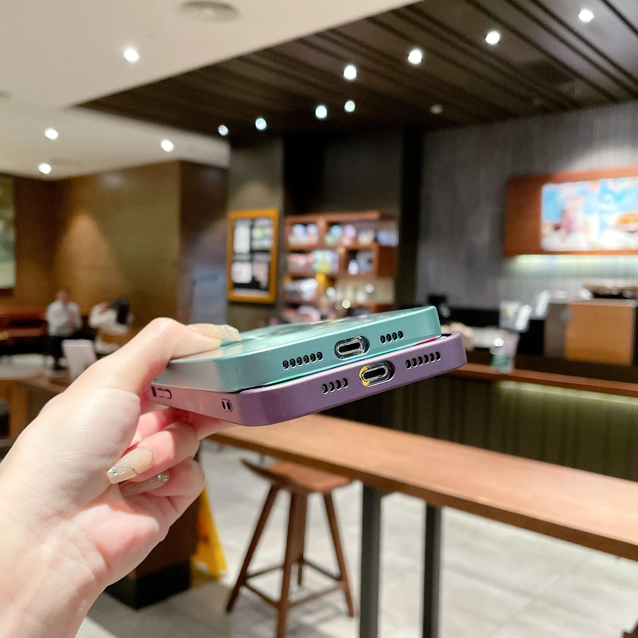 TPU Bumper Phone Case For iPhone 15 14 Plus 13 12 11 Pro Max With Glass Lens Protection Aurora CD Texture Plastic Back_voghion.com