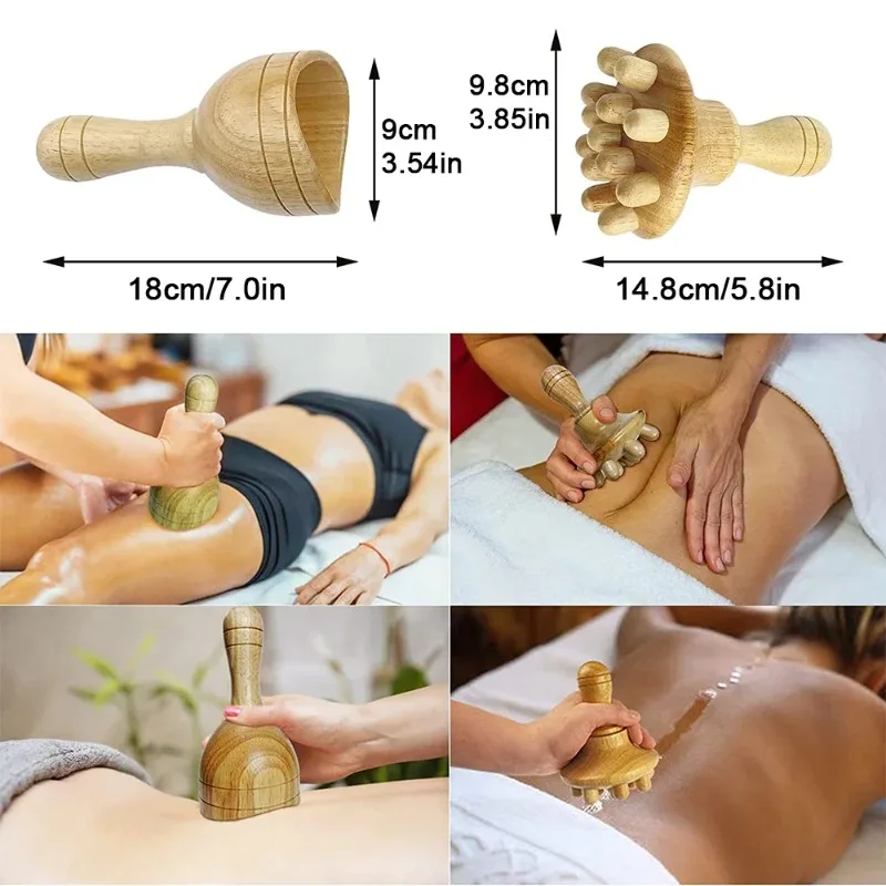 Wooden Swedish Massage Cup Mushroom Massager Wood Therapy Massage Tools for Anti Cellulite,Lymphatic Drainage,Muscle Relaxation