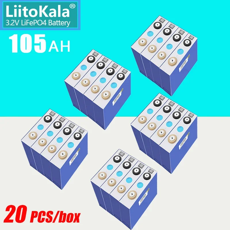 

20pcs LiitoKala 3.2V Lifepo4 105Ah Batteri BRAND NEW GRADE A Rechargeable Batterie Lifepo4 Battery 12v 24 DIY RV Boat Cells Pack